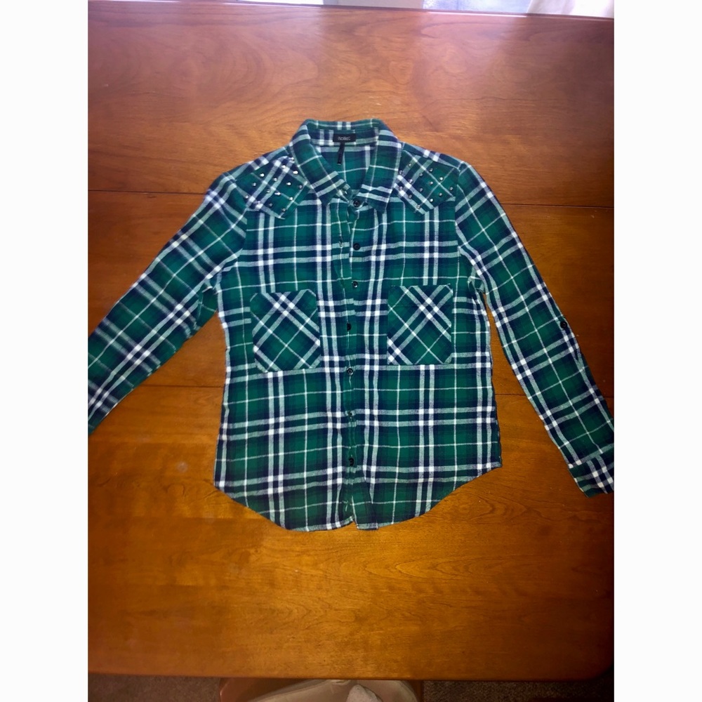 Green Flannel w/ studs